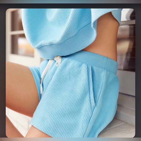 Aerie New Love Blue Corded Sweatshirt & Short Set - Large/XL - Picture 2 of 11